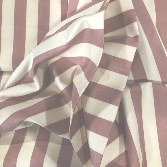 Richloom Fabric Original Screen Print Drapery Rose/Off White Striped Cotton 8Yds - Picture 2 of 6